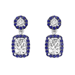 White Topaz and Sapphire Fashion Earrings Sterling Silver