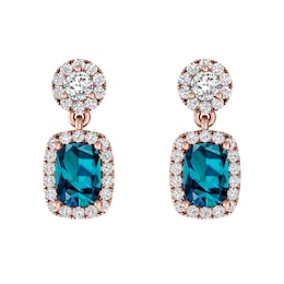 London Blue Topaz and White Topaz Fashion Earrings 10K Rose Gold