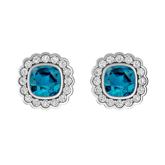 London Blue Topaz and White Topaz Fashion Earrings Sterling Silver