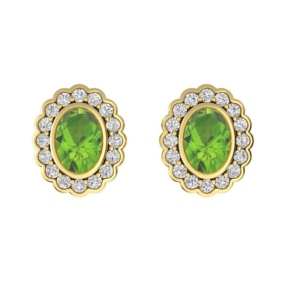 Peridot and White Topaz Fashion Earrings 10K Yellow Gold