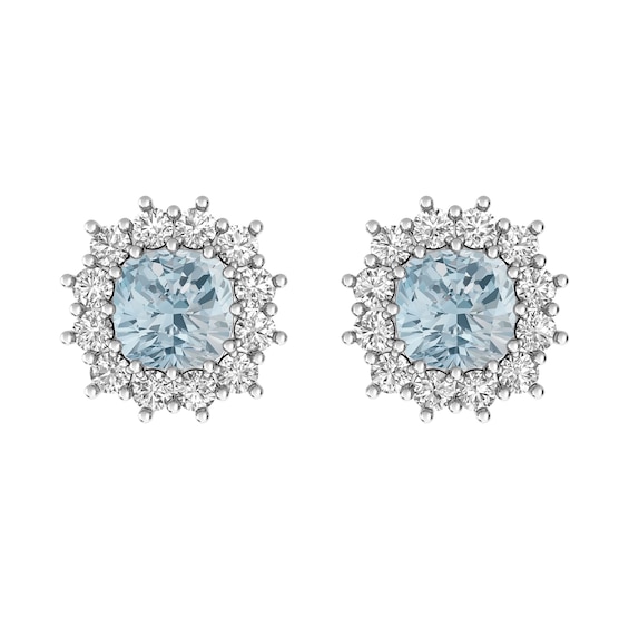 Aquamarine and White Topaz Fashion Earrings Sterling Silver