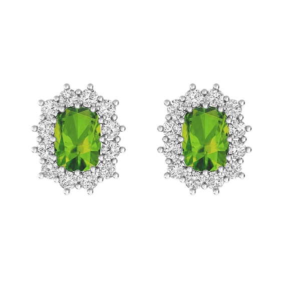 Peridot and White Topaz Fashion Earrings Sterling Silver