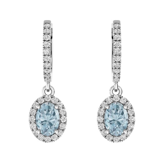 Aquamarine and White Topaz Fashion Earrings Sterling Silver