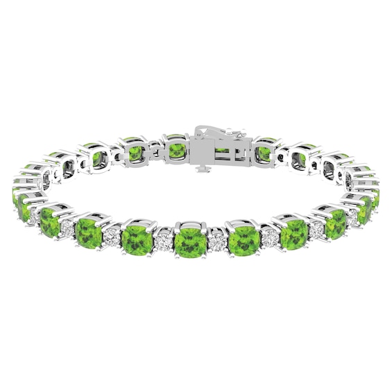 Peridot and White Topaz Fashion Bracelet Sterling Silver