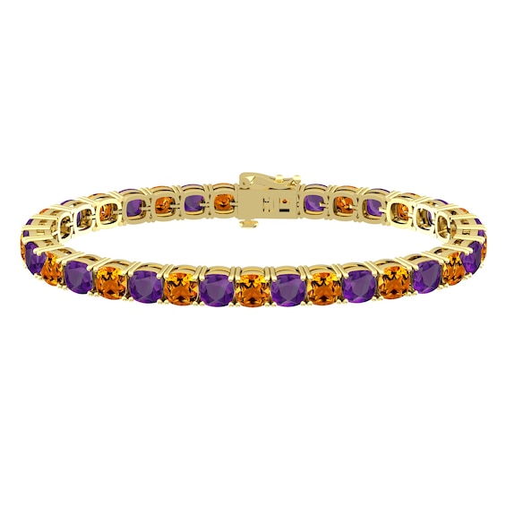 Citrine and Amethyst Fashion Bracelet 10K Yellow Gold