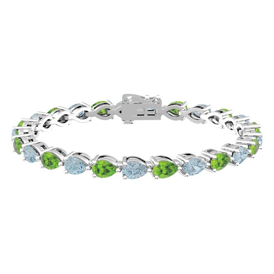 Aquamarine and Peridot Fashion Bracelet Sterling Silver