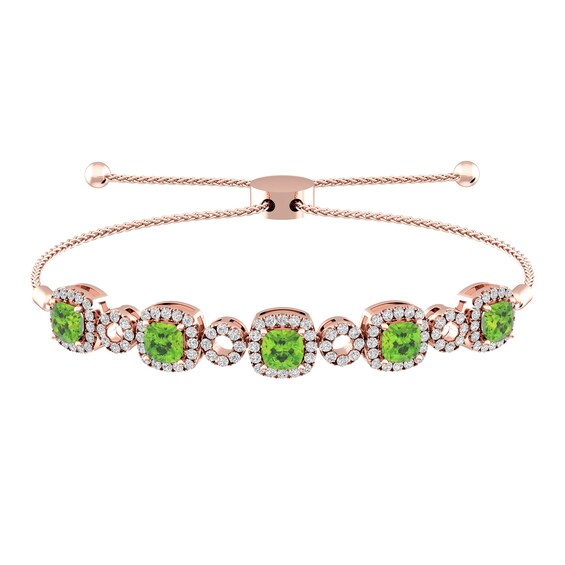 Peridot and White Topaz Fashion Bracelet 10K Rose Gold