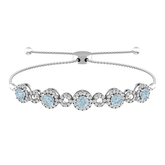 Aquamarine and White Topaz Fashion Bracelet Sterling Silver