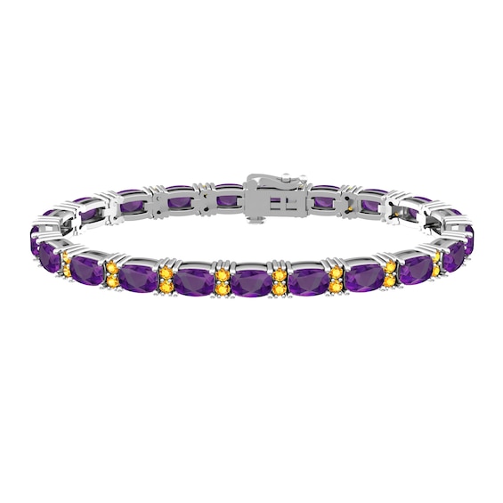 Amethyst and Citrine Fashion Bracelet Sterling Silver