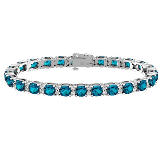 London Blue Topaz and White Topaz Fashion Bracelet Sterling Silver