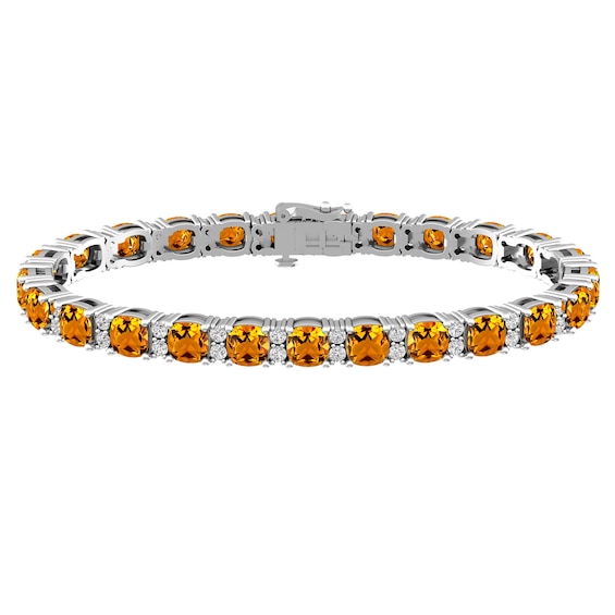 Citrine and White Topaz Fashion Bracelet Sterling Silver