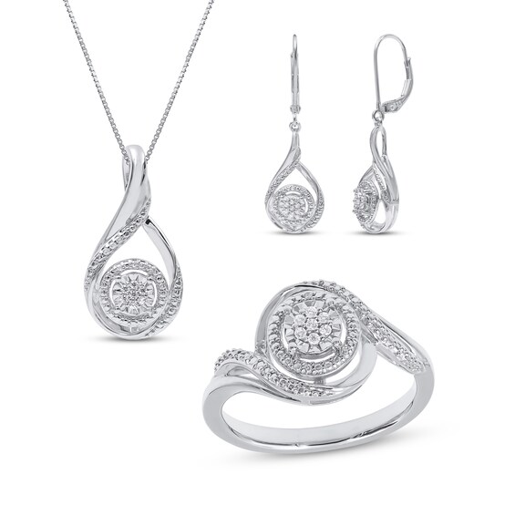 Diamond Boxed Set 1/8 ct tw Sterling Silver 18" - Size 7