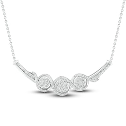 Three-Stone Diamond Necklace 1/2 ct tw Round-Cut Sterling Silver 18"