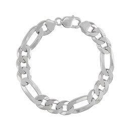 Men's Solid Figaro Bracelet Sterling Silver 9&quot;