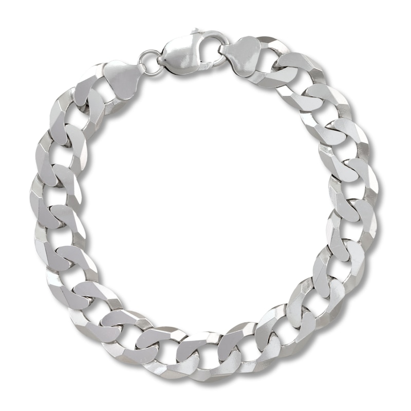 Solid Curb Chain Bracelet Sterling Silver 9"