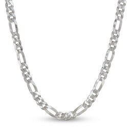 Solid Figaro Necklace Sterling Silver 24&quot;