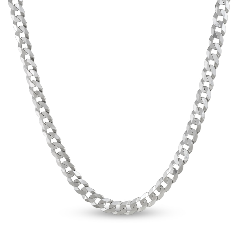 Solid Curb Chain Necklace Sterling Silver 24"