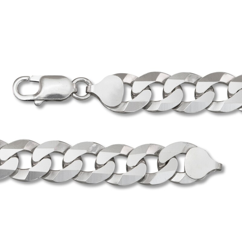 Solid Curb Chain Necklace Sterling Silver 24"