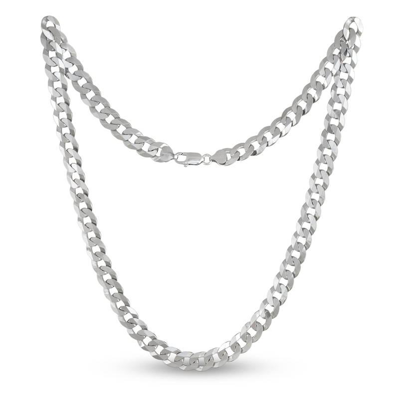 Solid Curb Chain Necklace Sterling Silver 24"