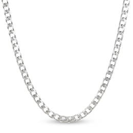 Flat Curb Chain Necklace Solid Sterling Silver 22"