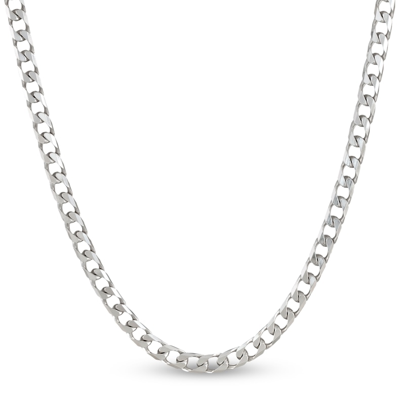 Main Image 1 of Flat Curb Chain Necklace Solid Sterling Silver 22"