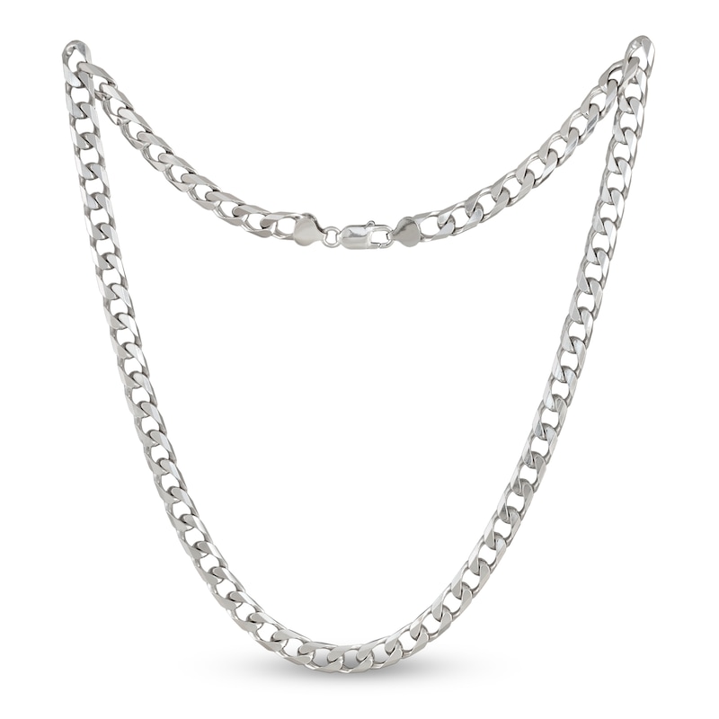 Main Image 3 of Flat Curb Chain Necklace Solid Sterling Silver 22"