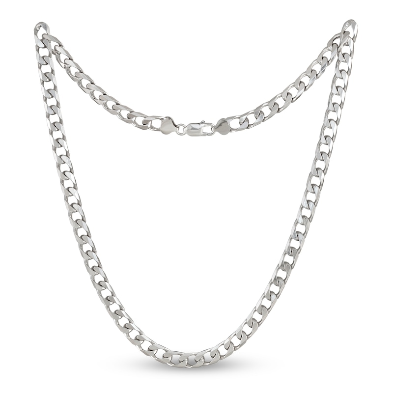 Solid Curb Chain Necklace Sterling Silver 22