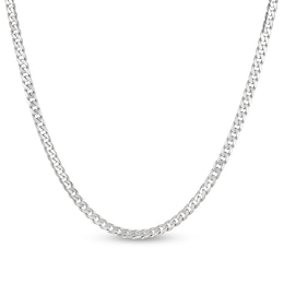 Flat Curb Chain Necklace Solid Sterling Silver 22"