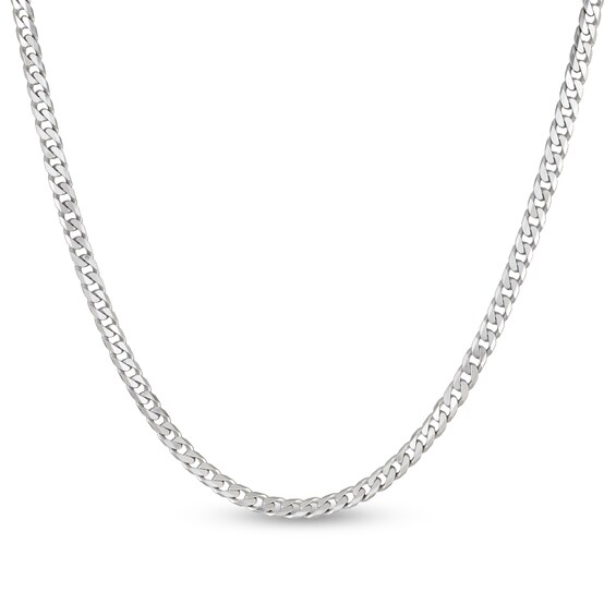 Flat Curb Chain Necklace Solid Sterling Silver 22"