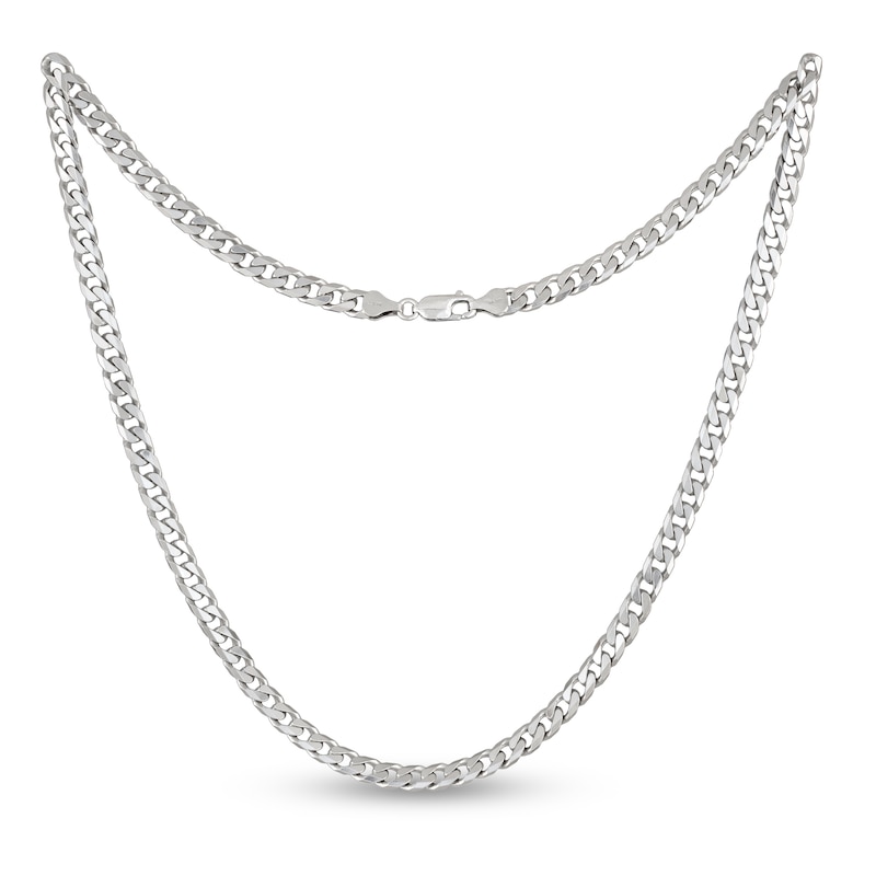 Solid Flat Curb Chain Necklace Sterling Silver 22"