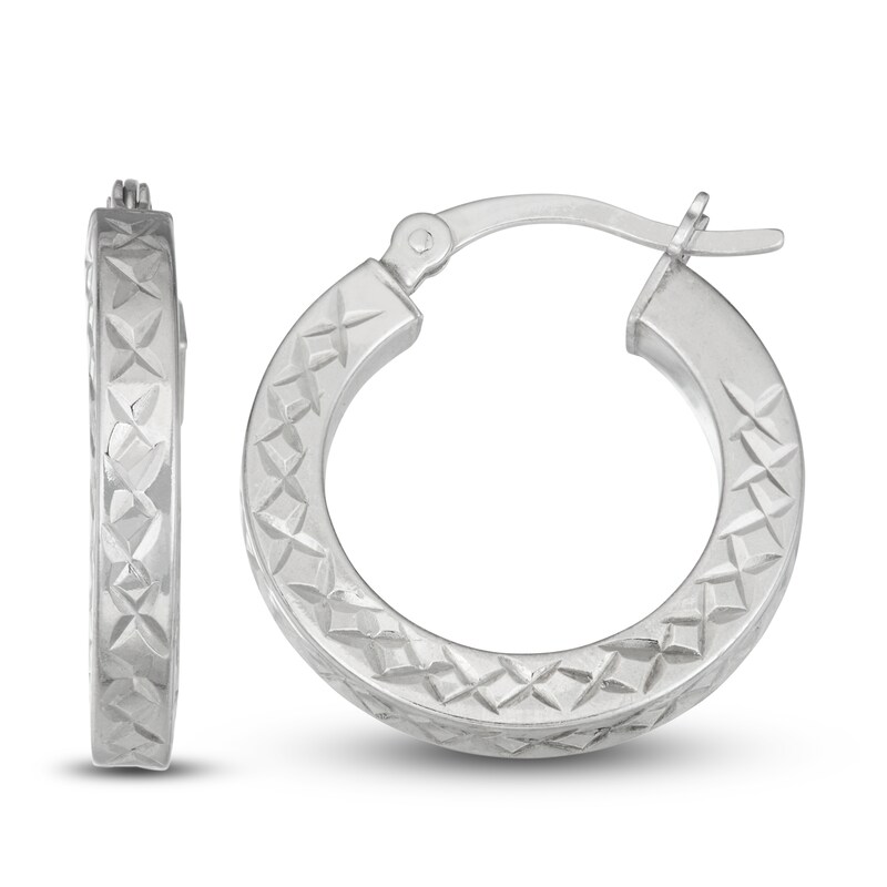 Diamond-cut 20mm Hoop Earrings Sterling Silver Diamond-cut 20mm Hoop Earrings Sterling Silver