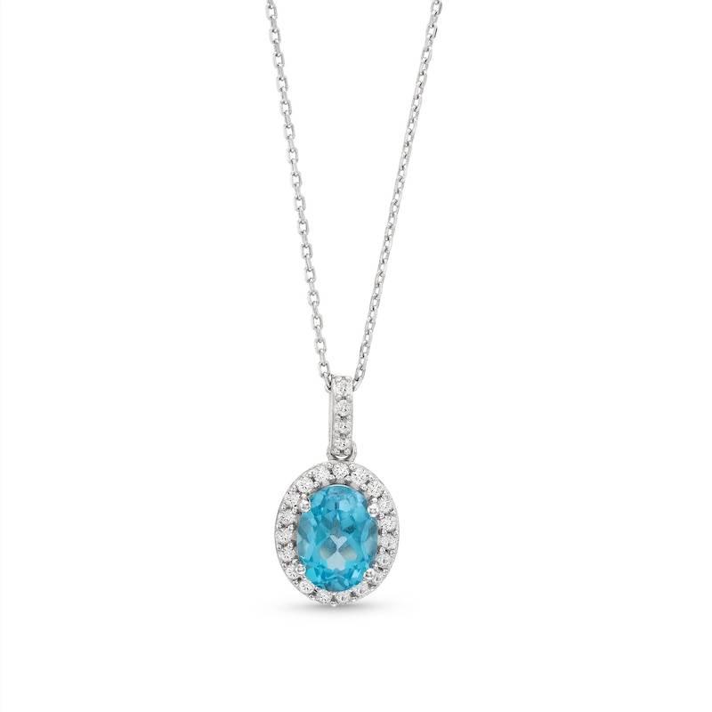 Main Image 1 of Topaz & White Lab-Created Sapphire Necklace Sterling Silver 18"