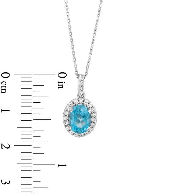 Main Image 3 of Topaz & White Lab-Created Sapphire Necklace Sterling Silver 18"