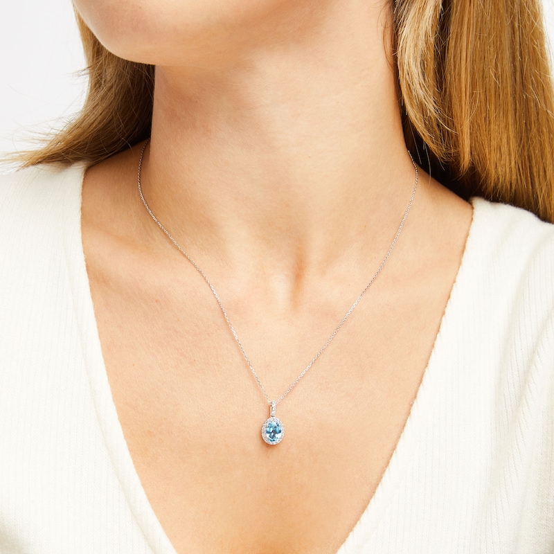 Main Image 4 of Topaz & White Lab-Created Sapphire Necklace Sterling Silver 18"
