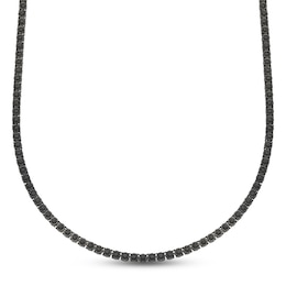 Men's Black Diamond Necklace 8 ct tw Round-cut Sterling Silver 20&quot;
