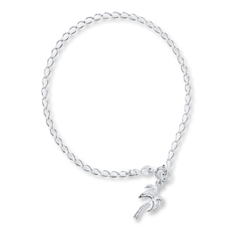 Palm Tree Anklet Sterling Silver 9&quot;