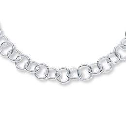 Open Link Anklet Sterling Silver 10&quot; Length