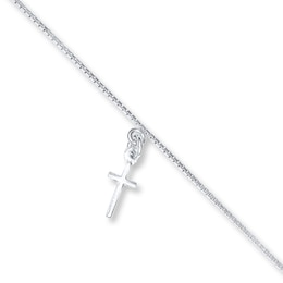 Cross Anklet Sterling Silver 10&quot;