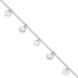 Heart Anklet Sterling Silver 10&quot; Length