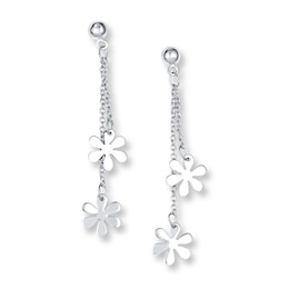 Flower Dangle Earrings Sterling Silver