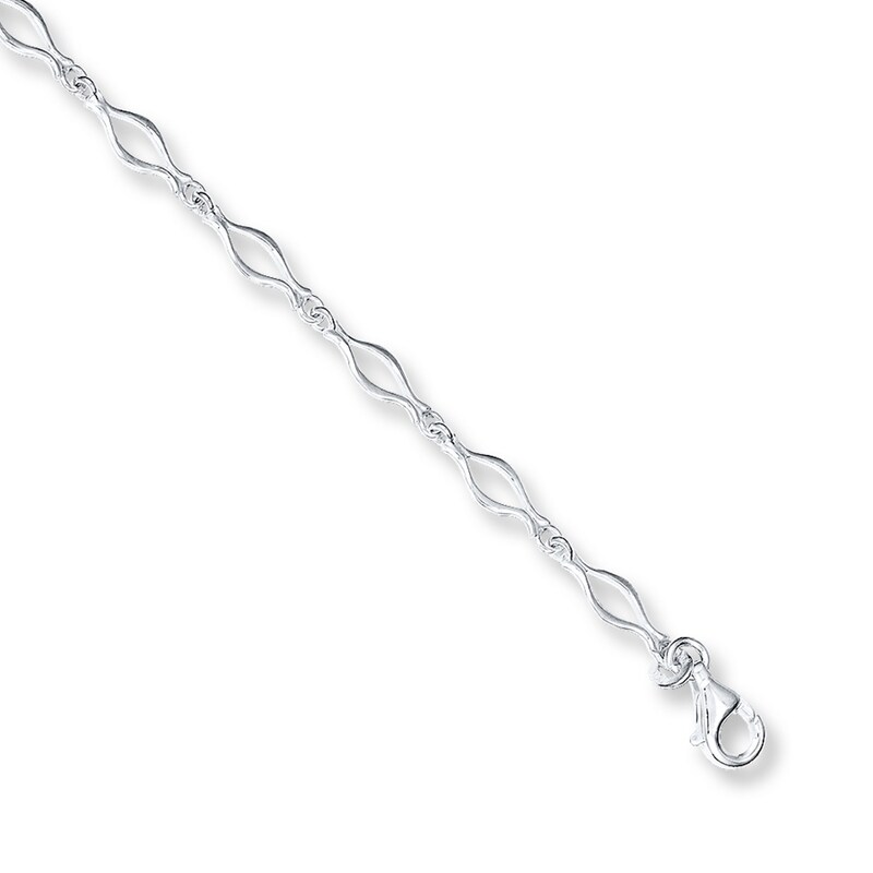 Sterling Silver Bracelet Oval Loop Chain 7.25"
