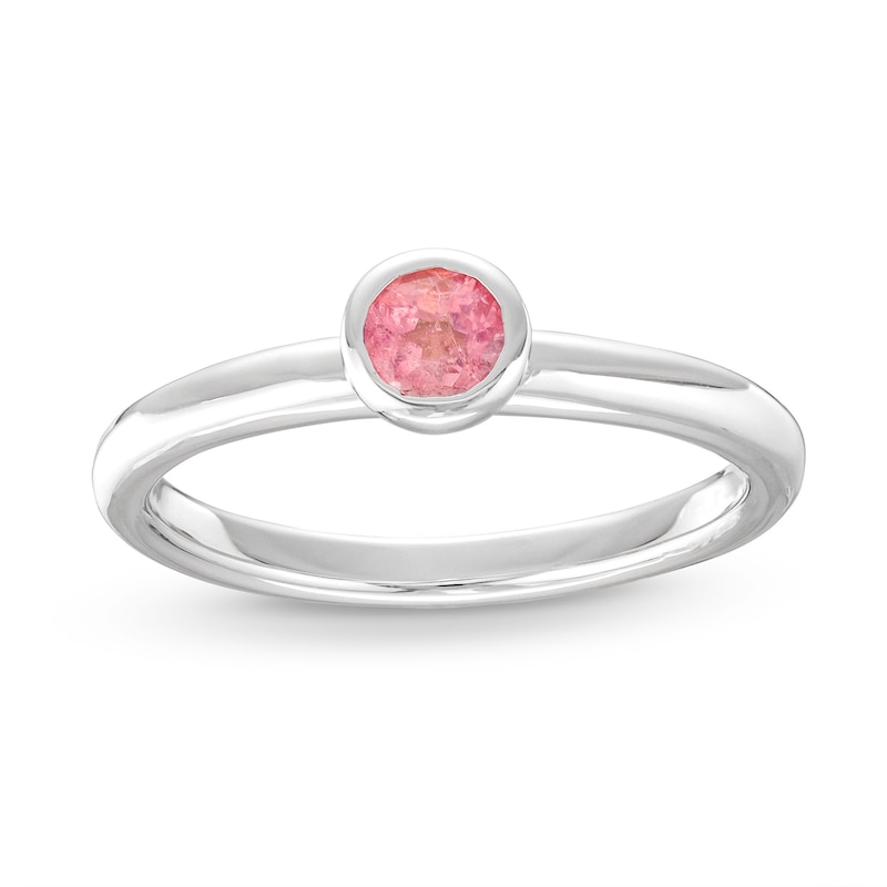 Pink tourmaline /& topaz stackable ring  Sterling silver and 14k gold  Pink tourmaline stack ring for women  October birthstone ring