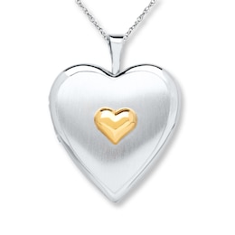Heart Locket Sterling Silver & 14K Yellow Gold