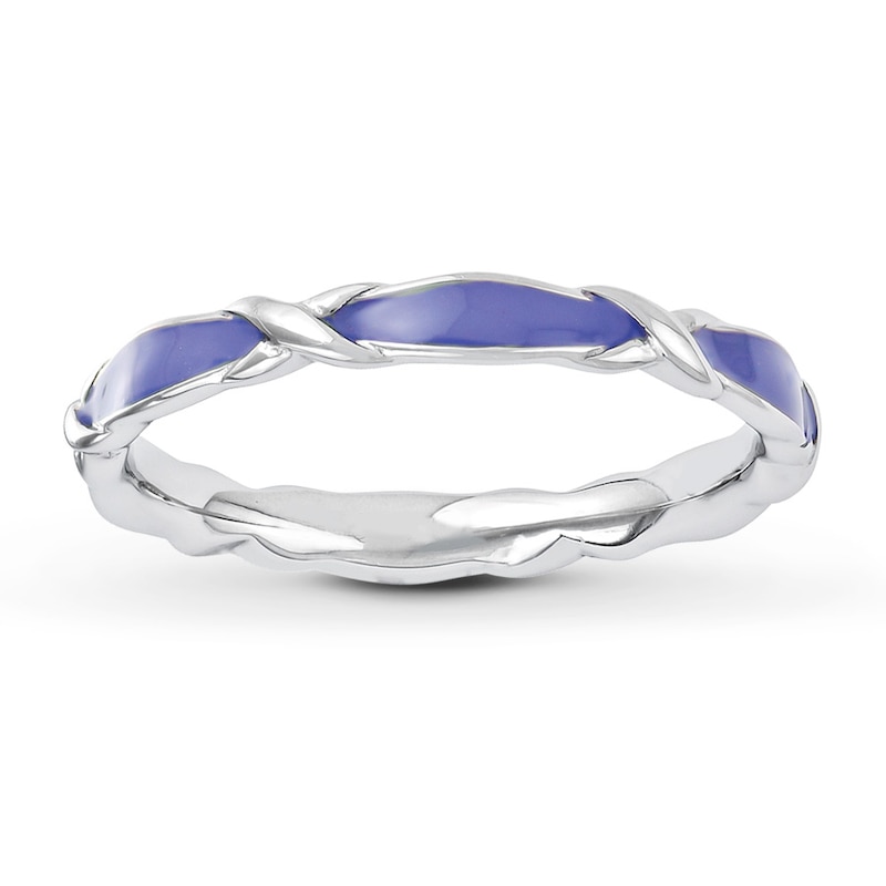 Stackable Ring Purple Enamel Sterling Silver