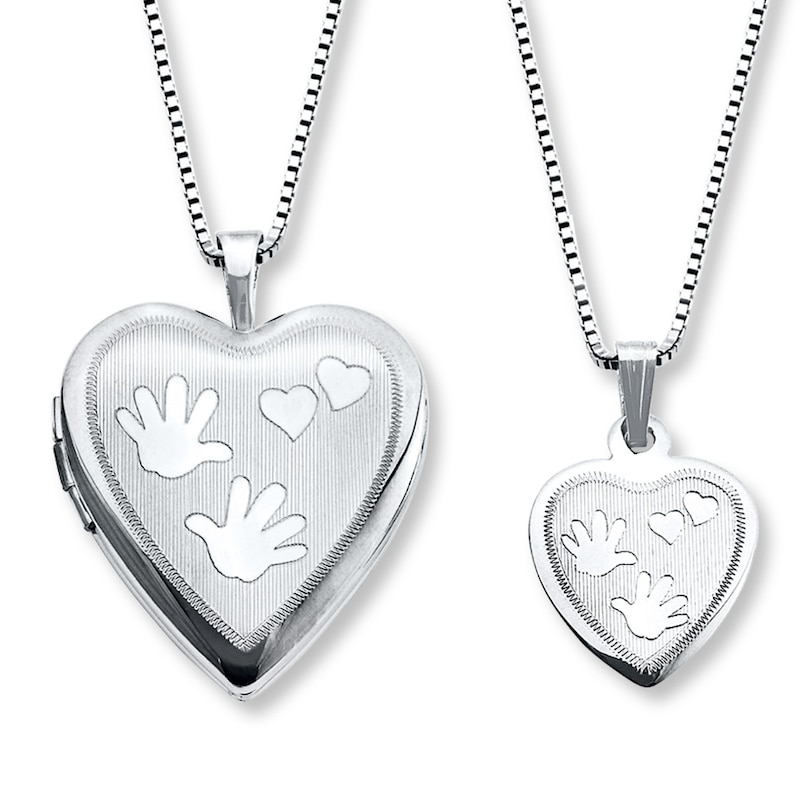 Mother/Daughter Necklaces Hands and Hearts Sterling Silver
