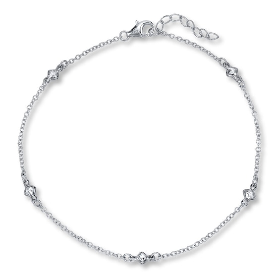 Cubic Zirconia Anklet Sterling Silver