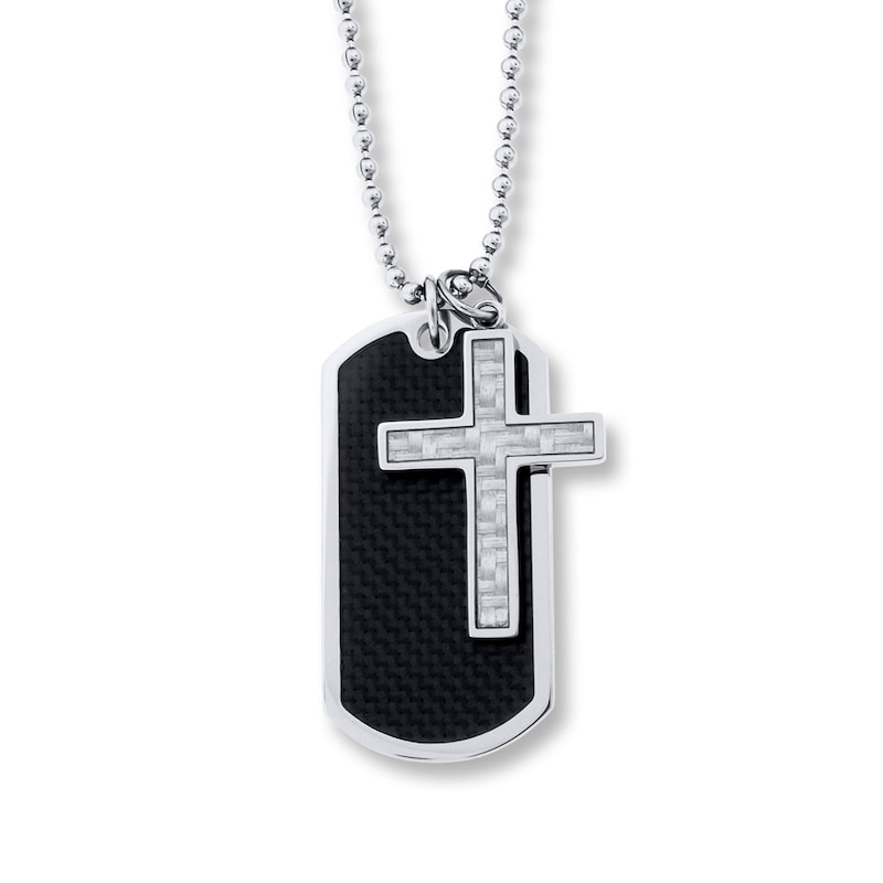 Main Image 1 of Cross Dog Tag Necklace Stainless Steel 22"