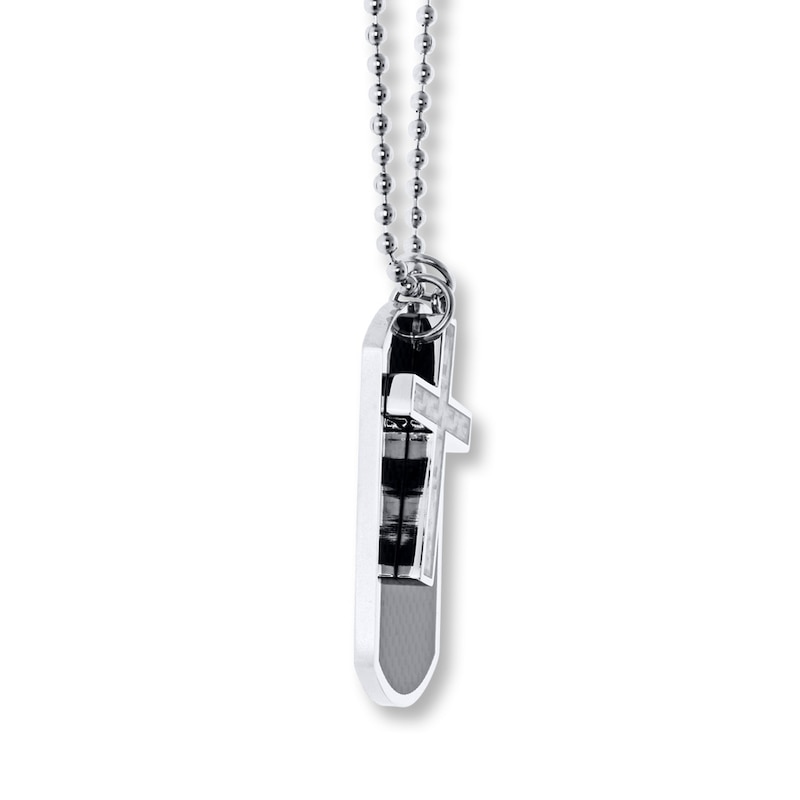Cross Dog Tag Necklace Stainless Steel 22"