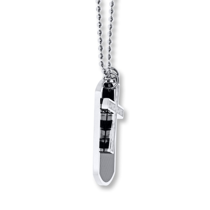 Main Image 2 of Cross Dog Tag Necklace Stainless Steel 22"
