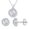 Thumbnail Image 0 of Necklace and Earrings Set Crystals Sterling Silver